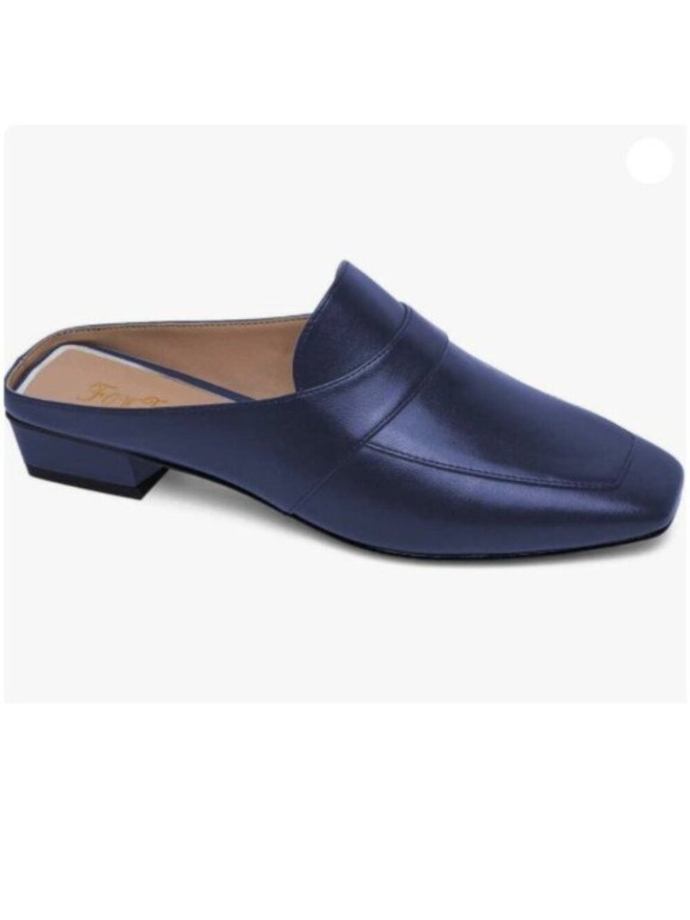 Women Luxury Leather Mules, Closed Square Toe Loafer, Mule Sandals,Blue Shoes